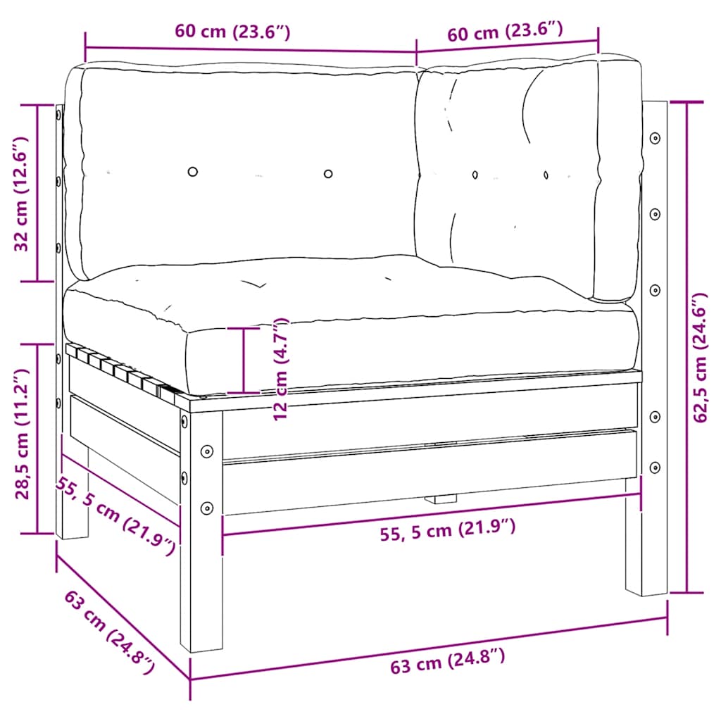 Σαλόνι Κήπου Σετ 3 τεμ. από Μασίφ Ξύλο Ακακίας & Κρεμ Μαξιλάρια - Pakobazaar