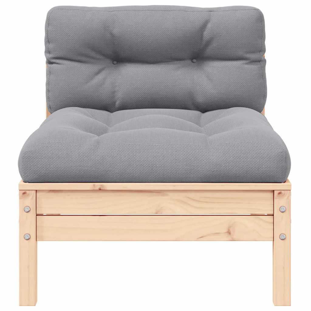 Σαλόνι Κήπου Σετ 3 Τεμαχίων Μασίφ Ξύλο Πεύκου με Γκρι Μαξιλάρια - Pakobazaar
