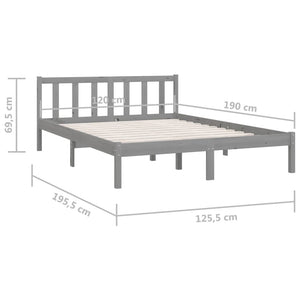 Πλαίσιο Κρεβατιού Γκρι 120 x 190 εκ. Μασίφ Πεύκο Small Double