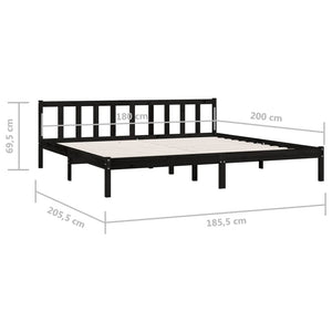 Πλαίσιο Κρεβατιού Μαύρο 180x200 εκ. Μασίφ Πεύκο Super King Size - Pakobazaar