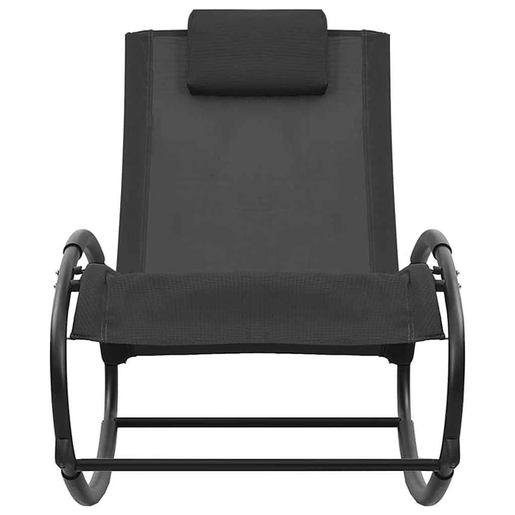 Ξαπλώστρα με Μαξιλάρι Μαύρη από Ατσάλι και Textilene