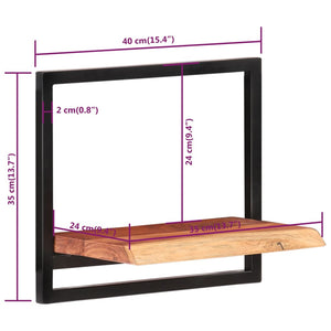 Ράφια Τοίχου 2 Τεμ. 40x24x35 εκ. Μασίφ Ξύλο Ακακίας & Ατσάλι - Pakobazaar