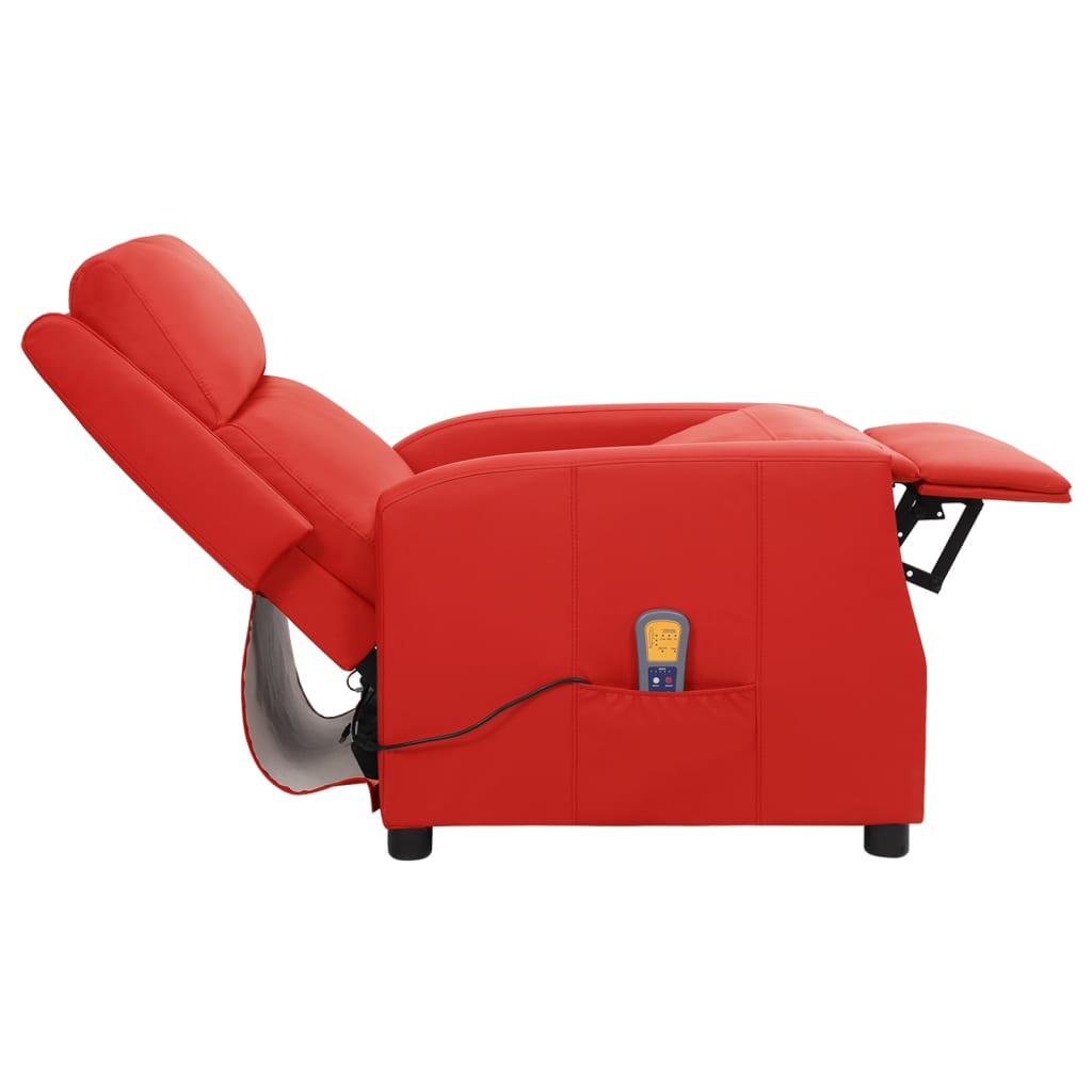 Πολυθρόνα Μασάζ Ανακλινόμενη Κόκκινη Συνθετικό Δέρμα