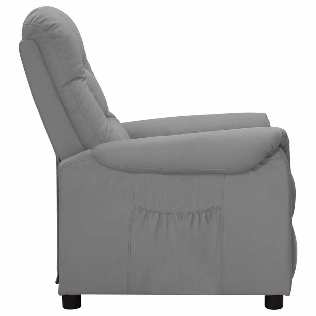 Πολυθρόνα Ανακλινόμενη Γκρι από Συνθετικό Δέρμα