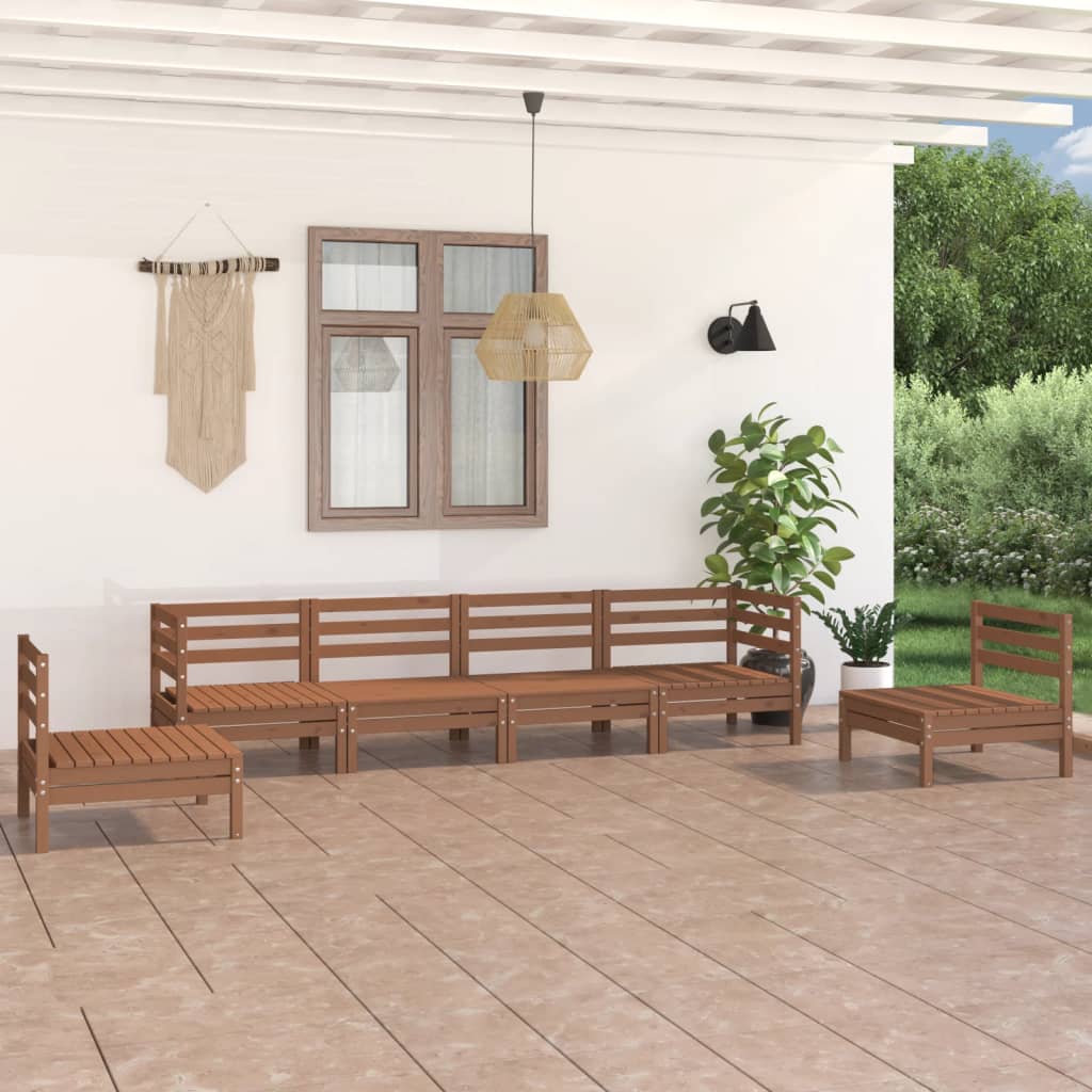 Σαλόνι Κήπου Σετ 6 Τεμαχίων Καφέ Μελί από Μασίφ Ξύλο Πεύκου - PAKOBAZAAR