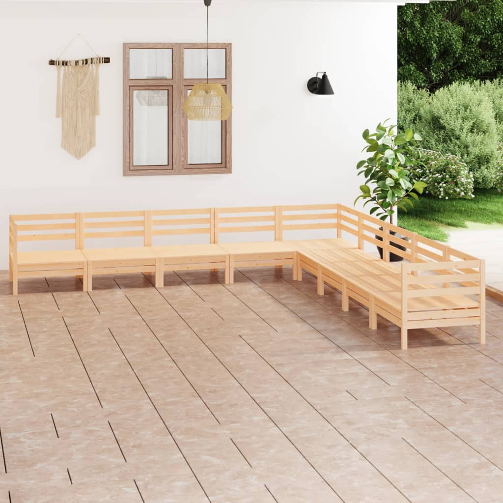 Σαλόνι Κήπου Σετ 9 Τεμαχίων από Μασίφ Ξύλο Πεύκου - Pakobazaar