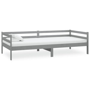 Καναπές Κρεβάτι με Στρώμα 90 x 200 εκ. Γκρι Μασίφ Ξύλο Πεύκου - PAKOBAZAAR