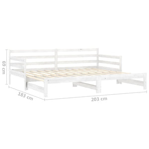 Καναπές Κρεβάτι Συρόμενος Λευκός 2x(90x200) εκ. Ξύλο Πεύκου - Pakobazaar