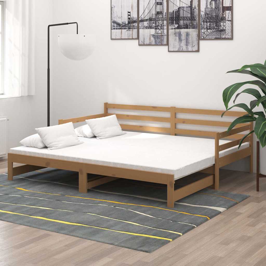 Καναπές Κρεβάτι Συρόμενος Μελί 2x(90x200) εκ. Μασίφ Ξύλο Πεύκου - Pakobazaar