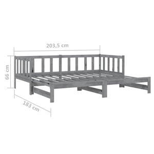Καναπές Κρεβάτι Συρόμενος Γκρι 2x(90x200) εκ. Μασίφ Ξύλο Πεύκου