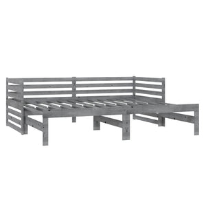 Καναπές Κρεβάτι Συρόμενος Γκρι 2x(90x200) εκ. Μασίφ Ξύλο Πεύκου - PAKOBAZAAR