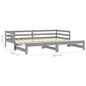 Καναπές Κρεβάτι Συρόμενος Γκρι 2x(90x200) εκ. Μασίφ Ξύλο Πεύκου