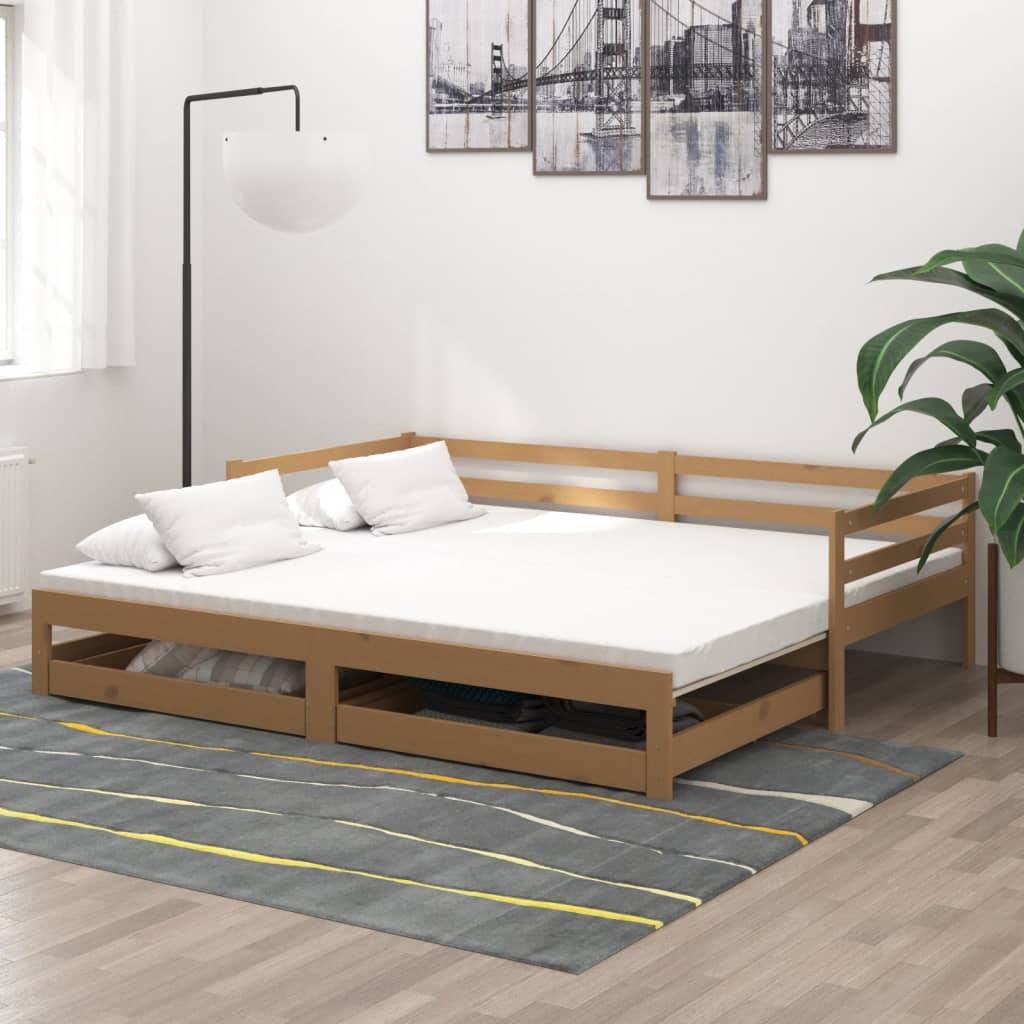 Καναπές Κρεβάτι Συρόμενος Μελί 2x(90x200) εκ. Μασίφ Ξύλο Πεύκου - Pakobazaar