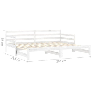 Καναπές Κρεβάτι Συρόμενος Λευκός 2x(90x200) εκ. Ξύλο Πεύκου - Pakobazaar