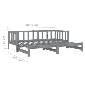 Καναπές Κρεβάτι Συρόμενος Γκρι 2x(90x200) εκ. Μασίφ Ξύλο Πεύκου - Pakobazaar