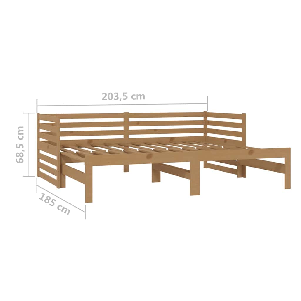 Καναπές Κρεβάτι Συρόμενος Μελί 2x(90x200) εκ. Μασίφ Ξύλο Πεύκου