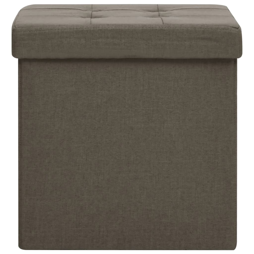 Πτυσσόμενα Σκαμπό Αποθήκευσης 2 τεμ. Καφέ από Συνθετικό Λινό