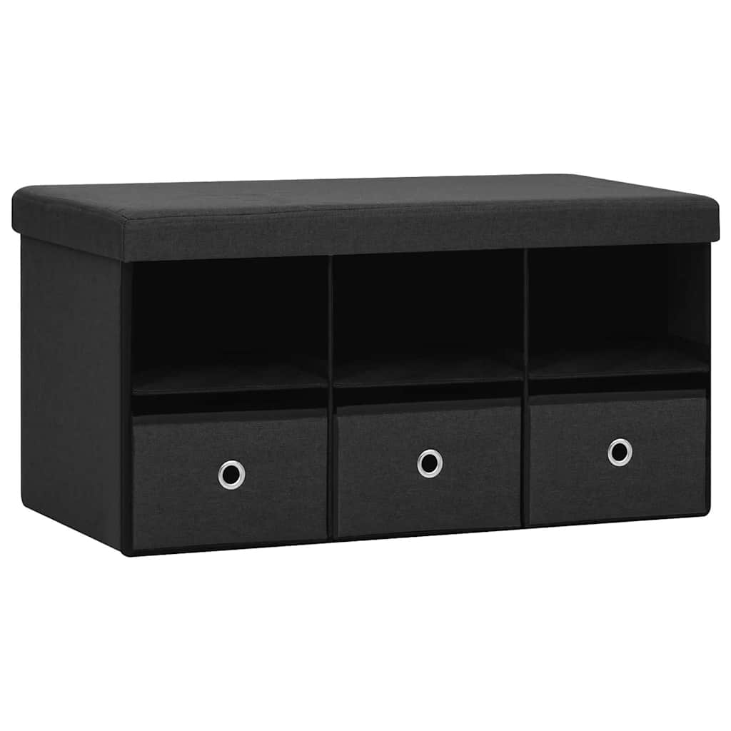 Πτυσσόμενος Πάγκος Αποθήκευσης Μαύρος 76x38x38 εκ. Συνθ. Λινό