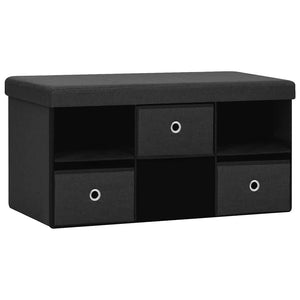 Πτυσσόμενος Πάγκος Αποθήκευσης Μαύρος 76x38x38 εκ. Συνθ. Λινό