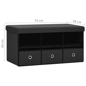 Πτυσσόμενος Πάγκος Αποθήκευσης Μαύρος 76x38x38 εκ. Συνθ. Λινό