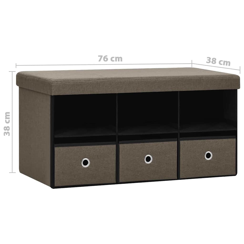 Πτυσσόμενος Πάγκος Αποθήκευσης Καφέ 76x38x38 εκ. Συνθετικό Λινό