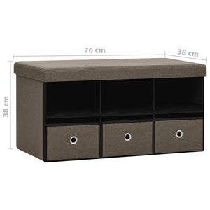 Πτυσσόμενος Πάγκος Αποθήκευσης Καφέ 76x38x38 εκ. Συνθετικό Λινό
