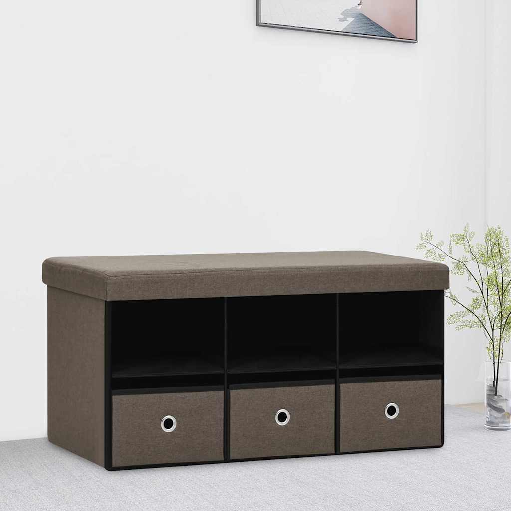Πτυσσόμενος Πάγκος Αποθήκευσης Καφέ 76x38x38 εκ. Συνθετικό Λινό
