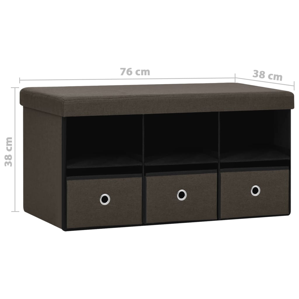 Πάγκος Αποθήκευσης Πτυσσόμενος Σκ. Καφέ 76x38x38 εκ. Συνθ. Λινό - Pakobazaar
