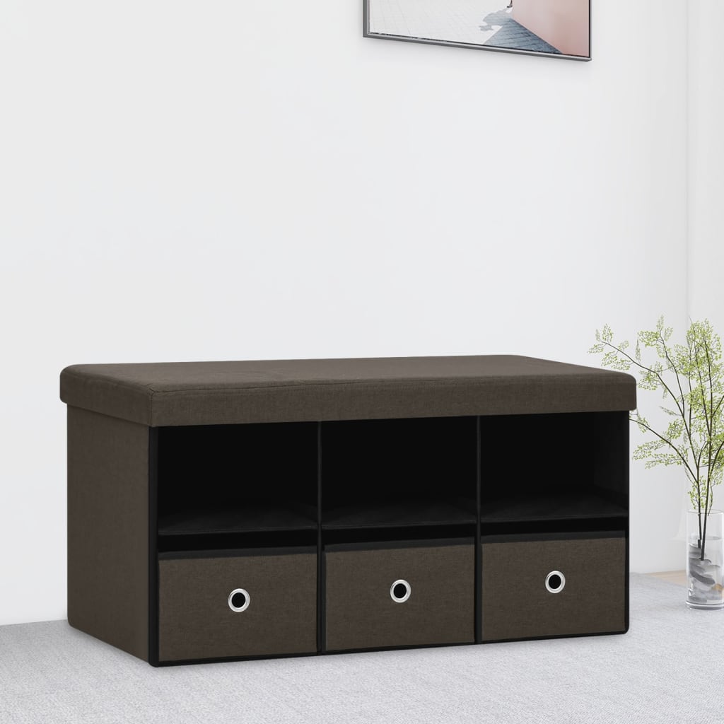 Πάγκος Αποθήκευσης Πτυσσόμενος Σκ. Καφέ 76x38x38 εκ. Συνθ. Λινό - Pakobazaar