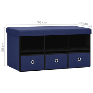 Πτυσσόμενος Πάγκος Αποθήκευσης Μπλε 76x38x38 εκ. Συνθετικό Λινό