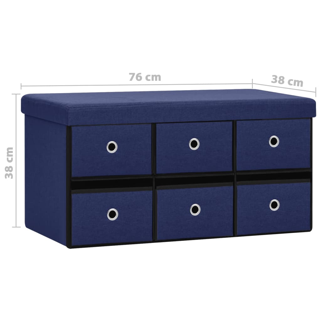 Πάγκος Αποθήκευσης Πτυσσόμενος Μπλε 76x38x38 εκ. Συνθετικό Λινό