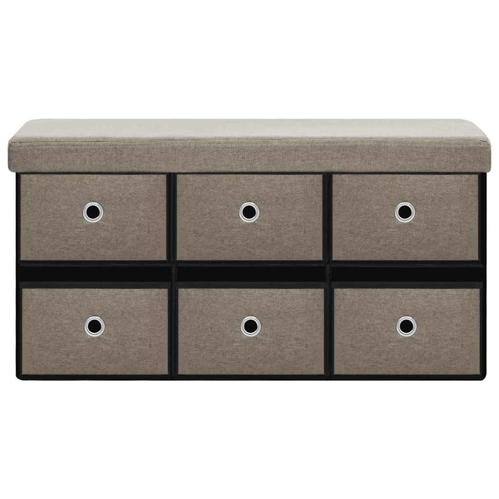 Πάγκος Αποθήκευσης Πτυσσόμενος Taupe 76x38x38 εκ Συνθετικό Λινό