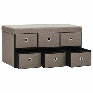 Πάγκος Αποθήκευσης Πτυσσόμενος Taupe 76x38x38 εκ Συνθετικό Λινό