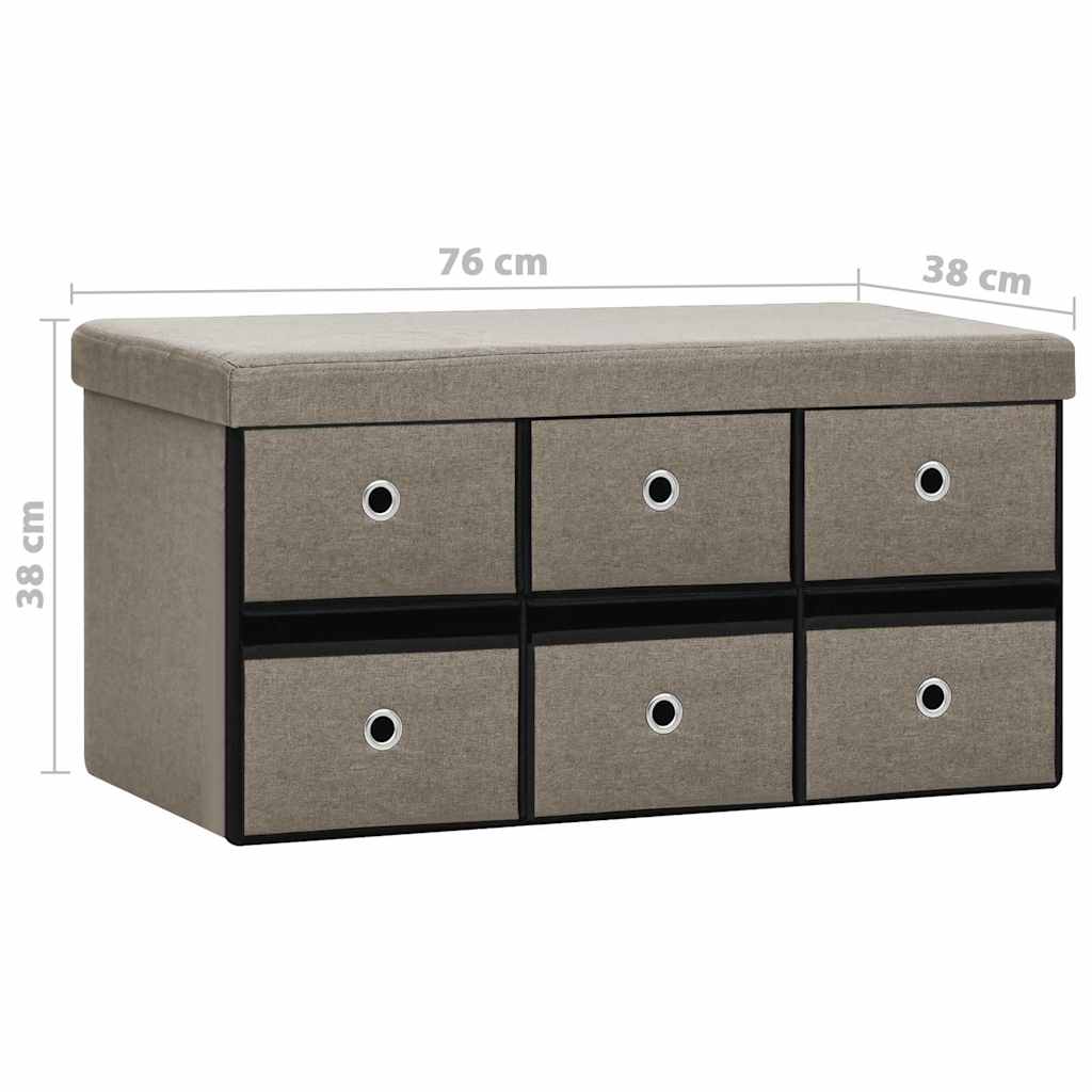 Πάγκος Αποθήκευσης Πτυσσόμενος Taupe 76x38x38 εκ Συνθετικό Λινό