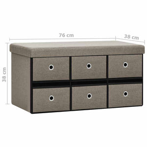 Πάγκος Αποθήκευσης Πτυσσόμενος Taupe 76x38x38 εκ Συνθετικό Λινό