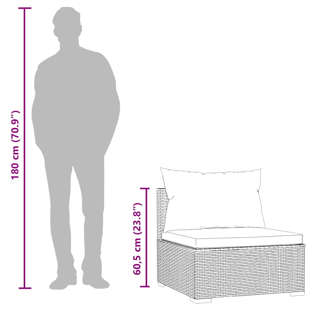 Καναπές Κήπου Μεσαίος Καφέ από Συνθετικό Ρατάν με Μαξιλάρια