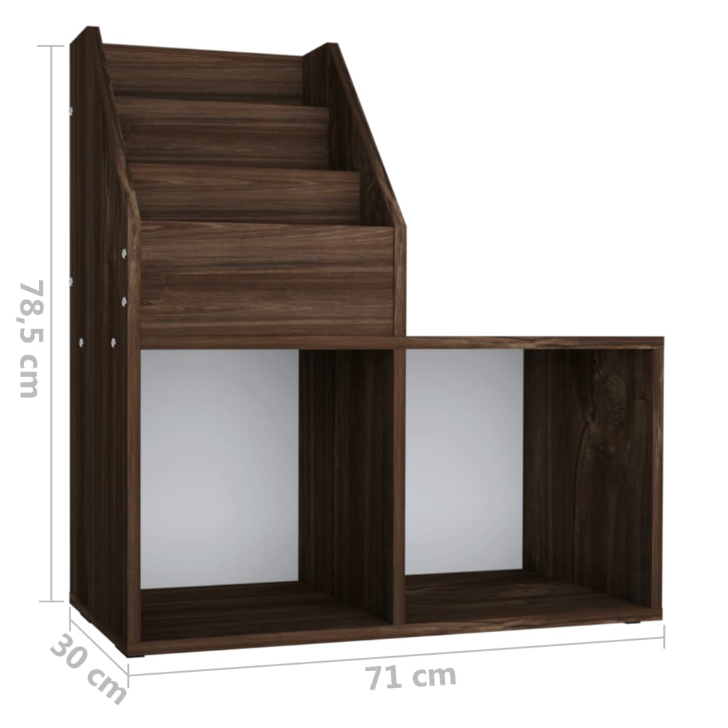 Παιδική Ραφιέρα Περιοδ. Καπνιστή Δρυς 71x30x78,5εκ Επεξ. Ξύλο