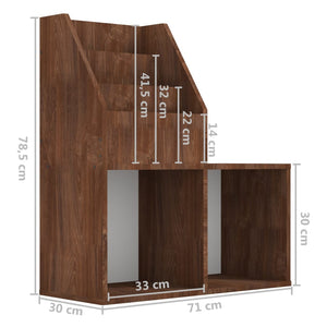 Παιδικό Ράφι Περιοδικών Καφέ Δρυς 71x30x78,5 εκ. Επεξεργ. ξύλο