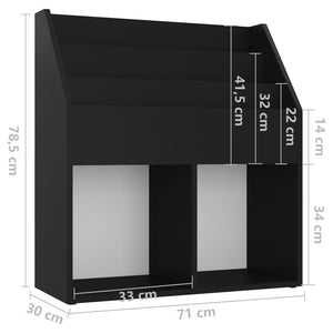 Παιδική Ραφιέρα Περιοδικών Μαύρη 71x30x78,5 εκ. από Μοριοσανίδα