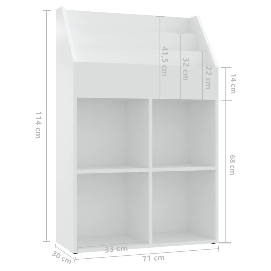 Παιδική Ραφιέρα Περιοδικών Λευκή 71x30x114 εκ. από Μοριοσανίδα - Pakobazaar