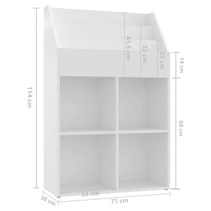 Παιδική Ραφιέρα Περιοδικών Λευκή 71x30x114 εκ. από Μοριοσανίδα - Pakobazaar
