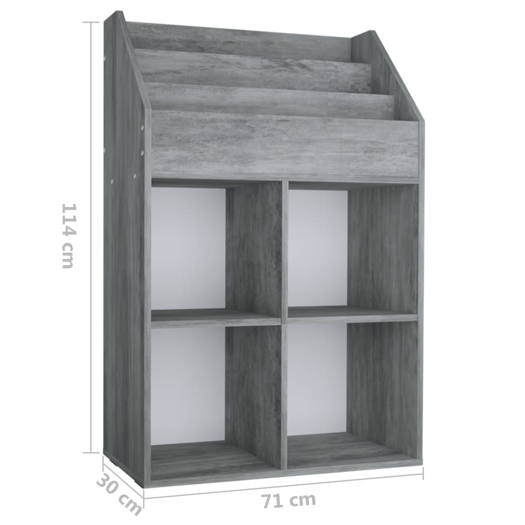 Παιδική Ραφιέρα Περιοδικών Γκρι Σκυρ. 71x30x114εκ. Επεξ. Ξύλο