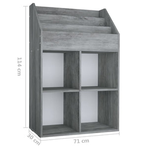 Παιδική Ραφιέρα Περιοδικών Γκρι Σκυρ. 71x30x114εκ. Επεξ. Ξύλο