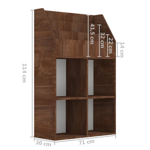 Παιδικό Ράφι Περιοδικών Καφέ Δρυς 71x30x114 εκ. Επεξεργ. ξύλο