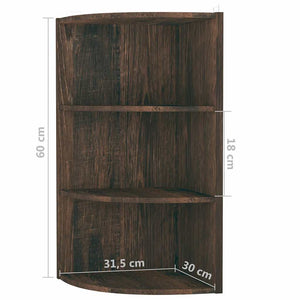 Γωνιακό Ράφι Τοίχου Καπνιστή Δρυς 30x31,5x60 εκ. Μοριοσανίδα - Pakobazaar