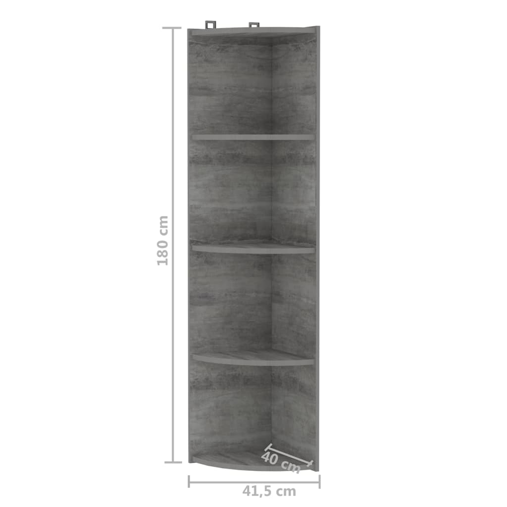Γωνιακή Ραφιέρα Γκρι Σκυροδέματος 40x41,5x180 εκ. Μοριοσανίδα