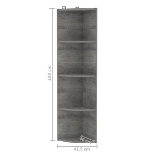 Γωνιακή Ραφιέρα Γκρι Σκυροδέματος 40x41,5x180 εκ. Μοριοσανίδα
