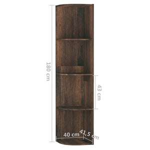 Γωνιακή Ραφιέρα Καπνιστή Δρυς 40x41,5x180 εκ. από Μοριοσανίδα
