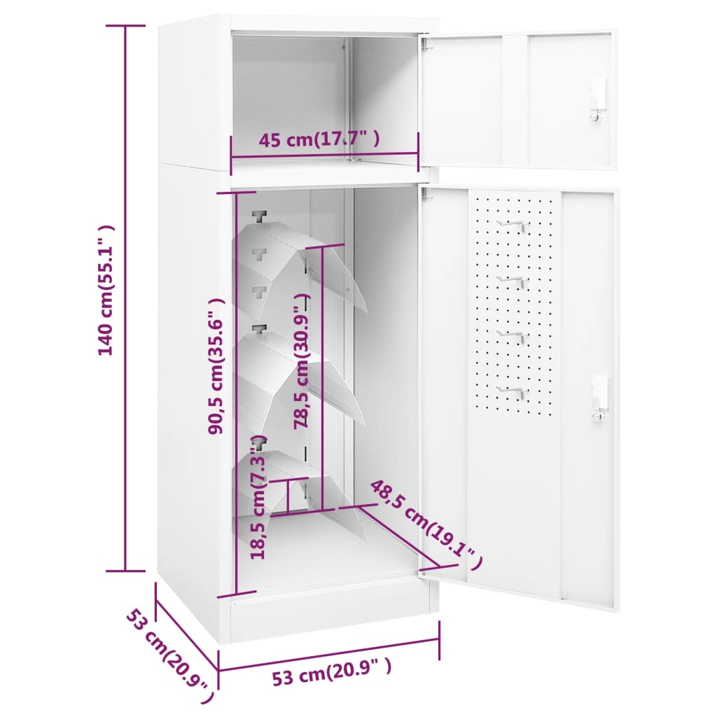 Ντουλάπα για Σέλα Λευκό 53 x 53 x 140 εκ. Ατσάλινο - Pakobazaar