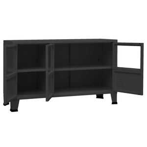 Μπουφές Βιομηχανικό Στιλ Μαύρος 105x35x62 εκ. Μέταλλο / Γυαλί